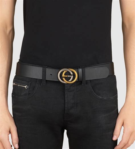 gucci black leather belt with interlocking g|gucci interlocking g belt women's.